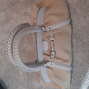 Christian Dior Brown My Dior Frame Raffia Handbag White Beige